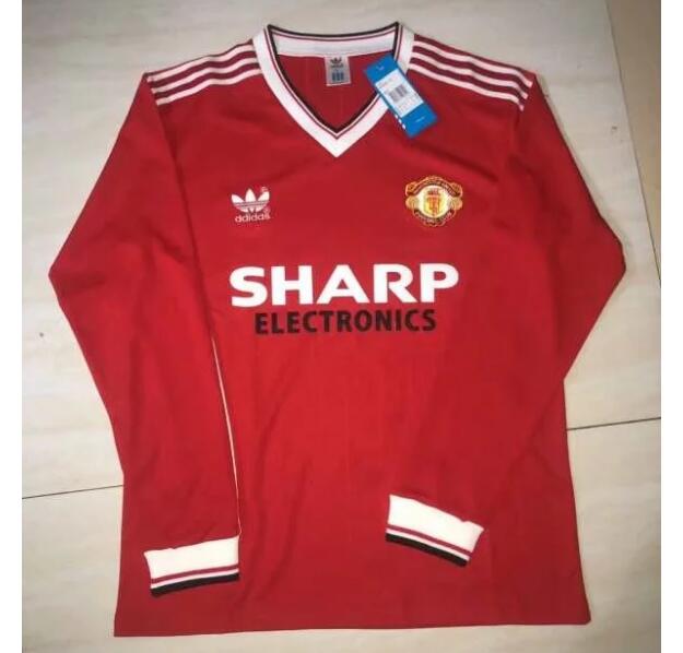 1985 Manchester United Retro Long Sleeve Home Kit Soccer Jersey